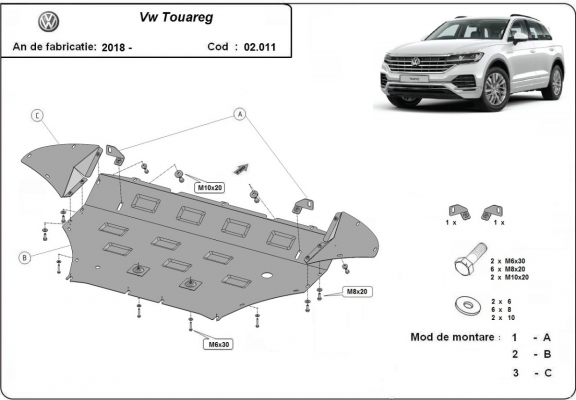 Steel sump guard for Volkswagen Touareg 