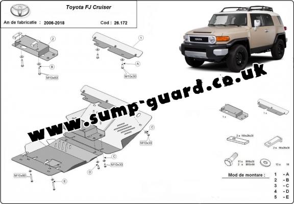 Steel sump guard for Toyota Fj Cruiser