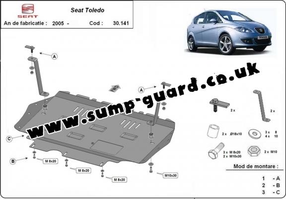 Steel sump guard for Seat Toledo 3