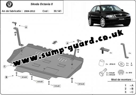 Steel sump guard for Skoda Octavia 2