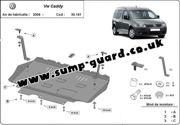 Steel sump guard for VW Caddy