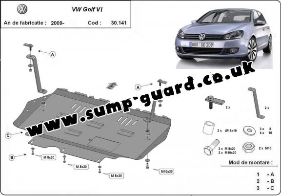 Steel sump guard for VW Golf 6