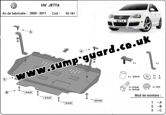 Steel sump guard for VW Jetta