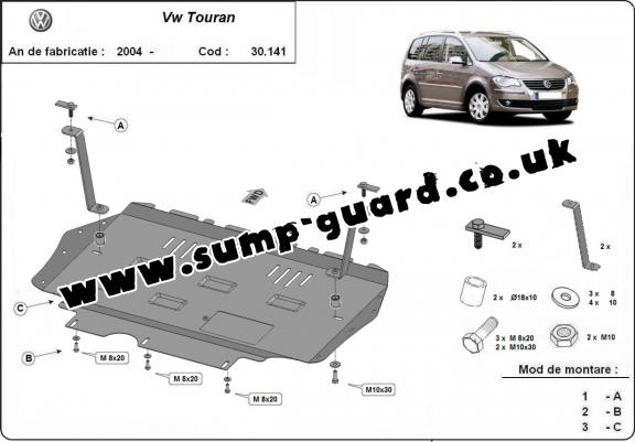 Steel sump guard for Volkswagen Touran