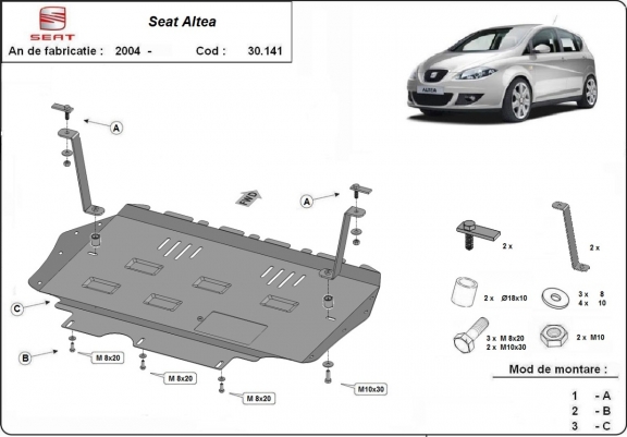 Steel sump guard for Seat Altea