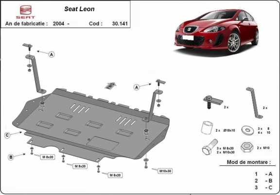 Steel sump guard for Seat Leon Mk2