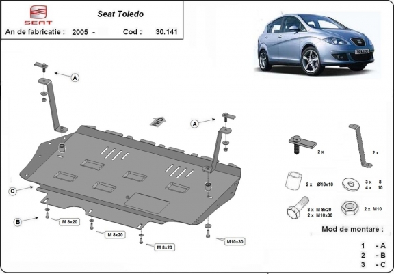 Steel sump guard for Seat Toledo 3