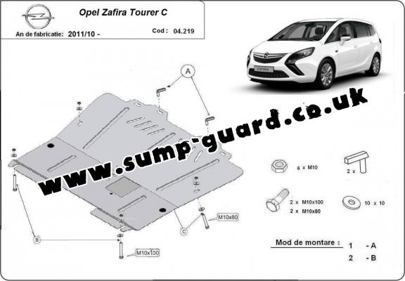 Steel sump guard for Vauxhall Zafira C