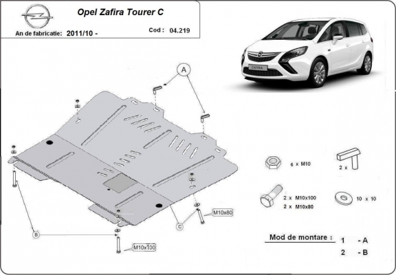 Steel sump guard for Vauxhall Zafira C