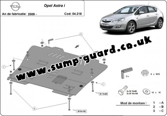 Steel sump guard for Vauxhall Astra I