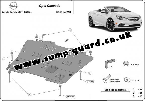 Steel sump guard for Opel Cascada