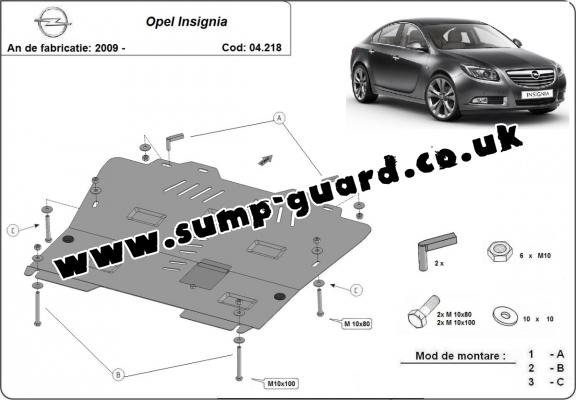 Steel sump guard for Vauxhall Insignia