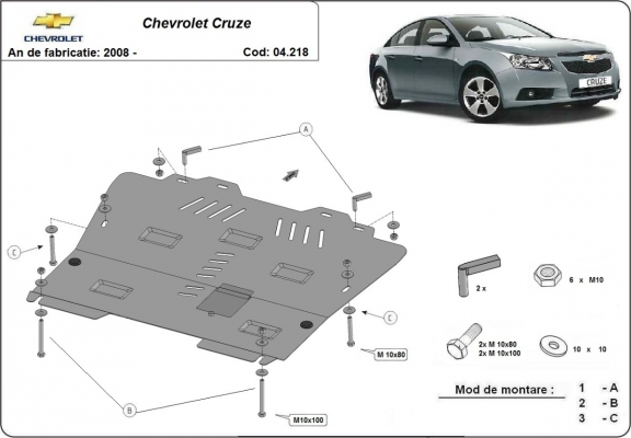 Steel sump guard for Chevrolet Cruze