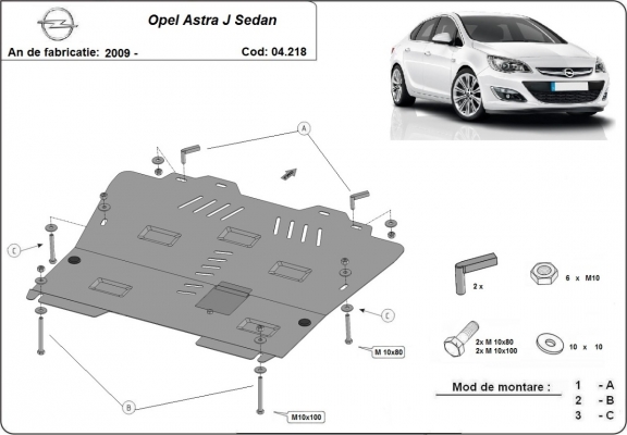 Steel sump guard for Vauxhall Astra J Sedan