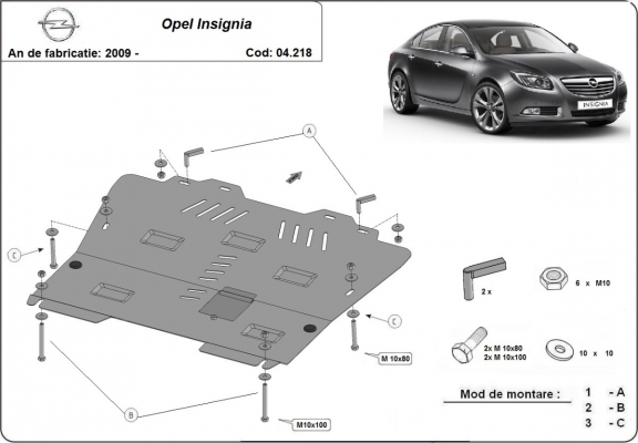 Steel sump guard for Vauxhall Insignia