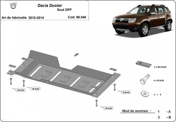 Steel DPF guard  for Dacia Duster