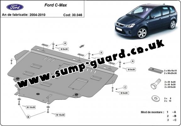 Steel sump guard for Ford C - Max