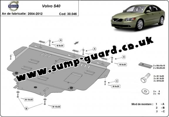 Steel sump guard for Volvo S40