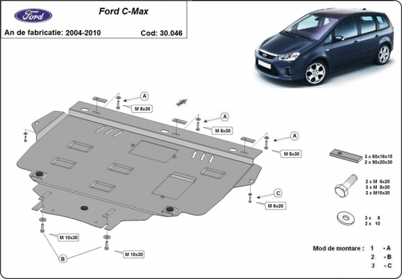 Steel sump guard for Ford C - Max