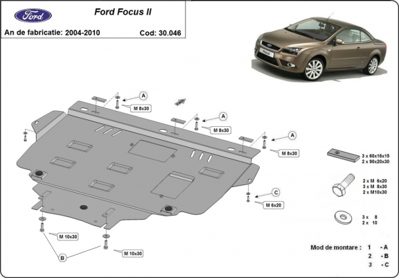 Steel sump guard for Ford Focus 2