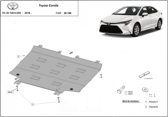 Steel sump guard for Toyota Corolla