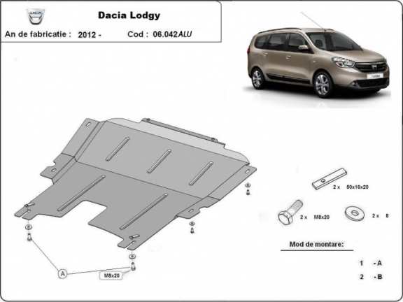 Aluminum sump guard for DACIA LODGY