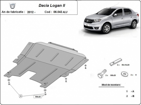 Aluminum sump guard for Dacia Logan 2