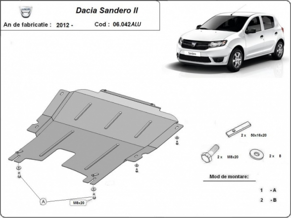 Aluminum sump guard for DACIA  SANDERO 2