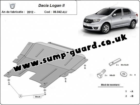 Aluminum sump guard for DACIA LOGAN 2