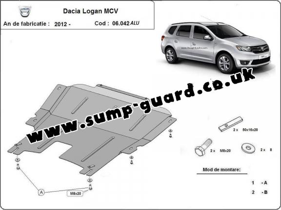 Aluminum sump guard for DACIA LOGAN MCV