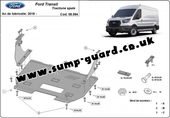 Steel sump guard for Ford Transit - RWD