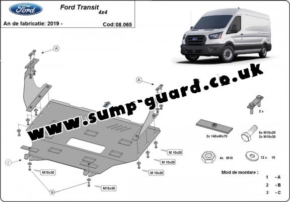 Steel sump guard for Ford Transit - 4x4