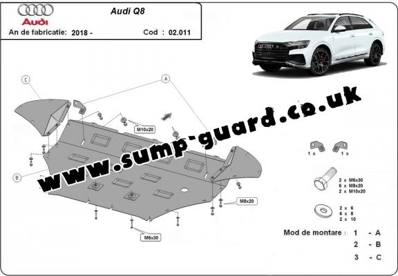 Steel sump guard for Audi Q8