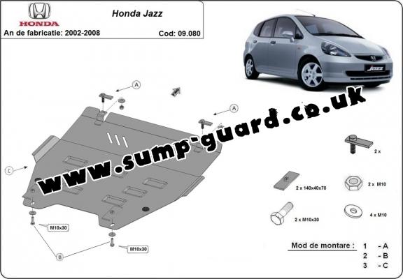 Steel sump guard for Honda Jazz