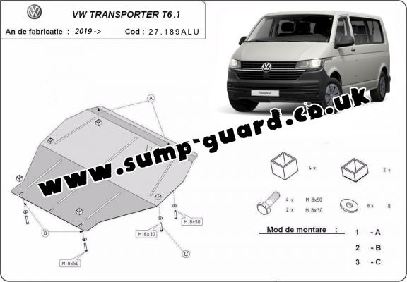 Aluminum sump guard for Volkswagen Volkswagen Transporter T6.1