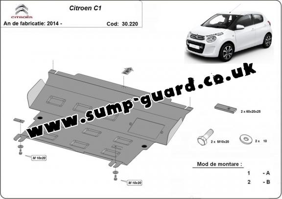 Steel sump guard for Citroen C1