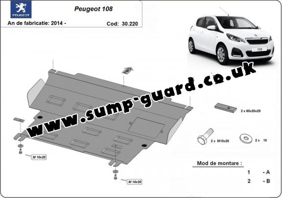 Steel sump guard for Peugeot 108