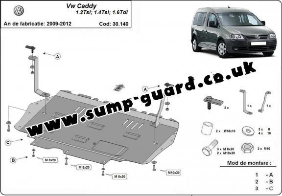 Steel sump guard for Volkswagen Caddy