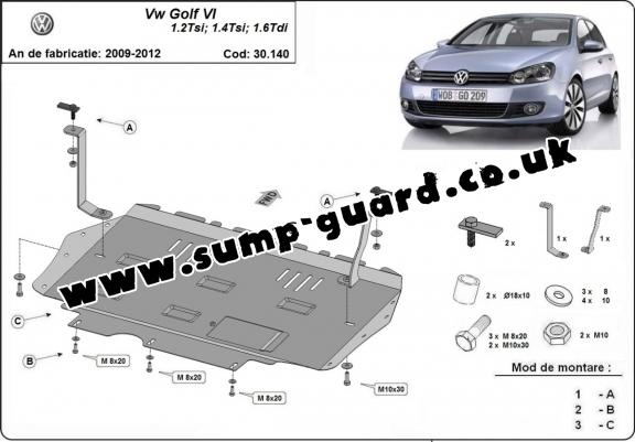 Steel sump guard for VW Golf 6