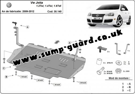 Steel sump guard for VW Jetta