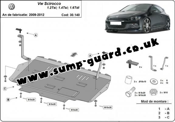 Steel sump guard for Volkswagen Scirocco