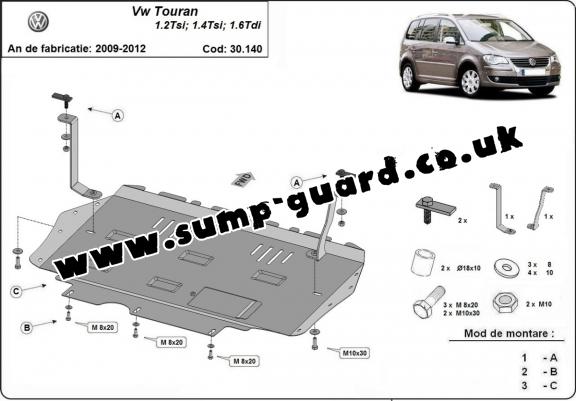 Steel sump guard for Volkswagen Touran