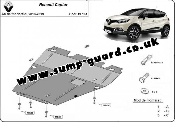 Steel sump guard for Renault Captur