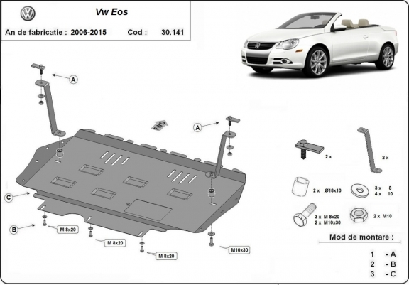 Steel sump guard for VW Eos