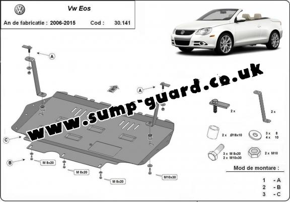 Steel sump guard for VW Eos