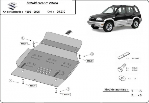 Steel sump guard for Suzuki Grand Vitara