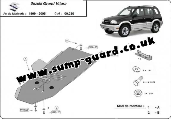 Steel gearbox guard for Suzuki Grand Vitara 