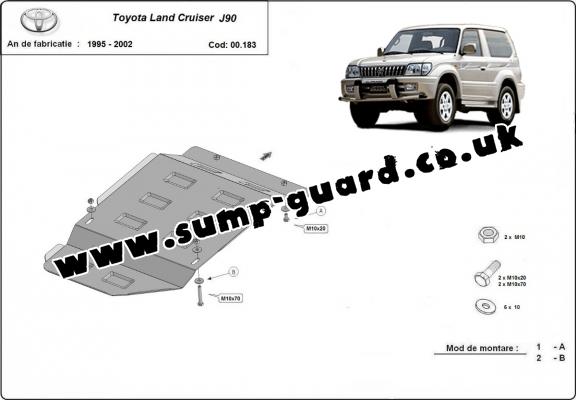 Steel gearbox guard for Toyota Land Cruiser J90 - only for 3 doors model