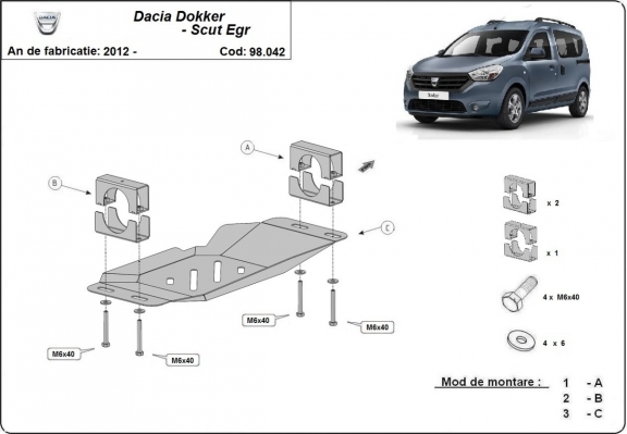 Steel guard for Stop&Go system, EGR Dacia Dokker