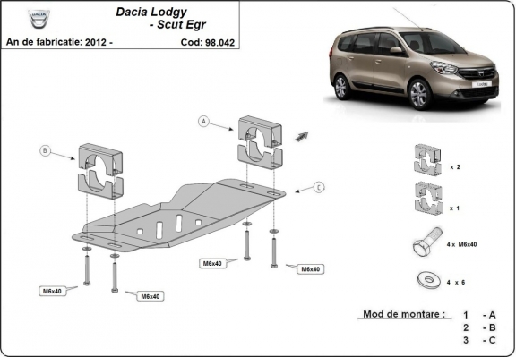 Steel guard for Stop&Go system, EGR Dacia Lodgy
